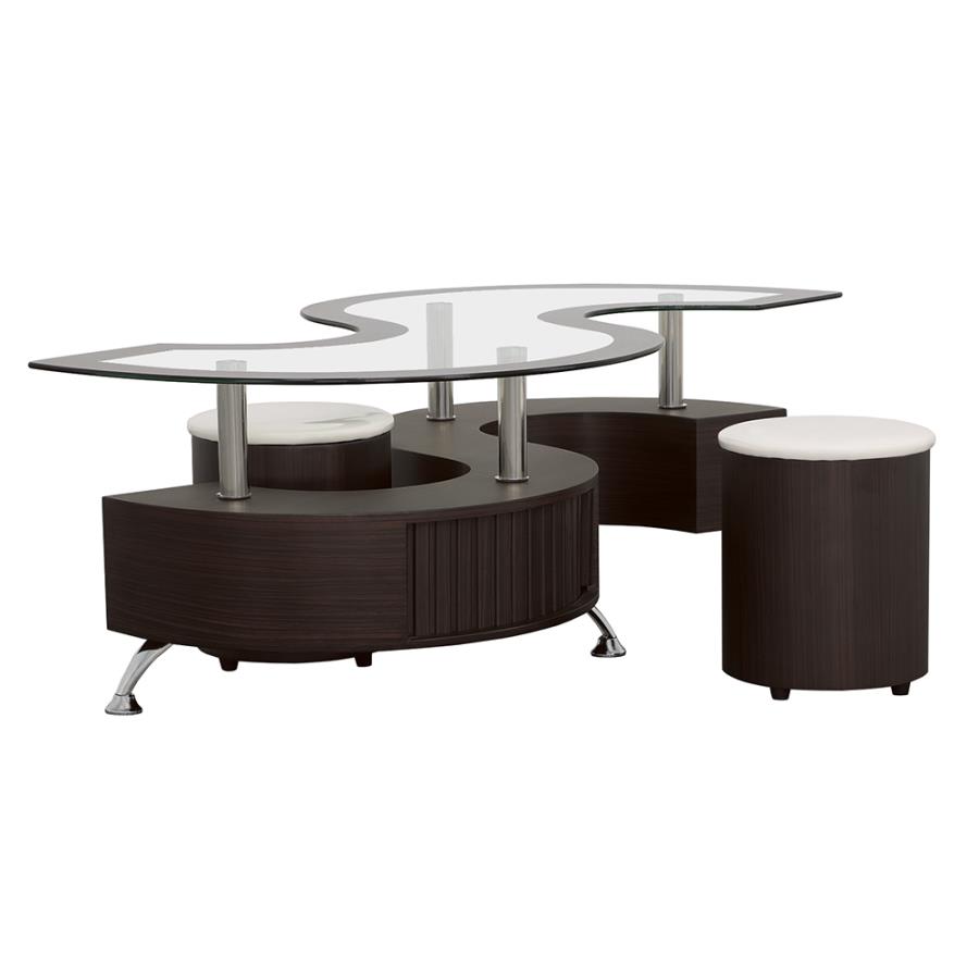 Buckley 3-piece Coffee Table and Stools Set Cappuccino image 1